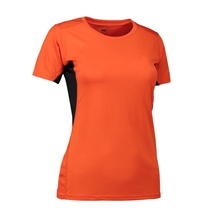 ID 585 Dame sports t-shirt orange/ sort